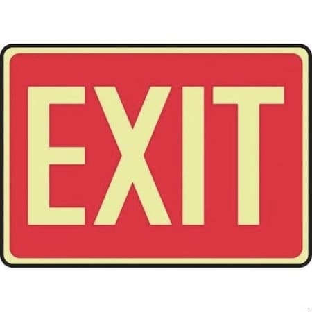 Accuform Exit Sign, Adhesive Glow Vinyl, 10 in W, 7 in H MLAD510GF